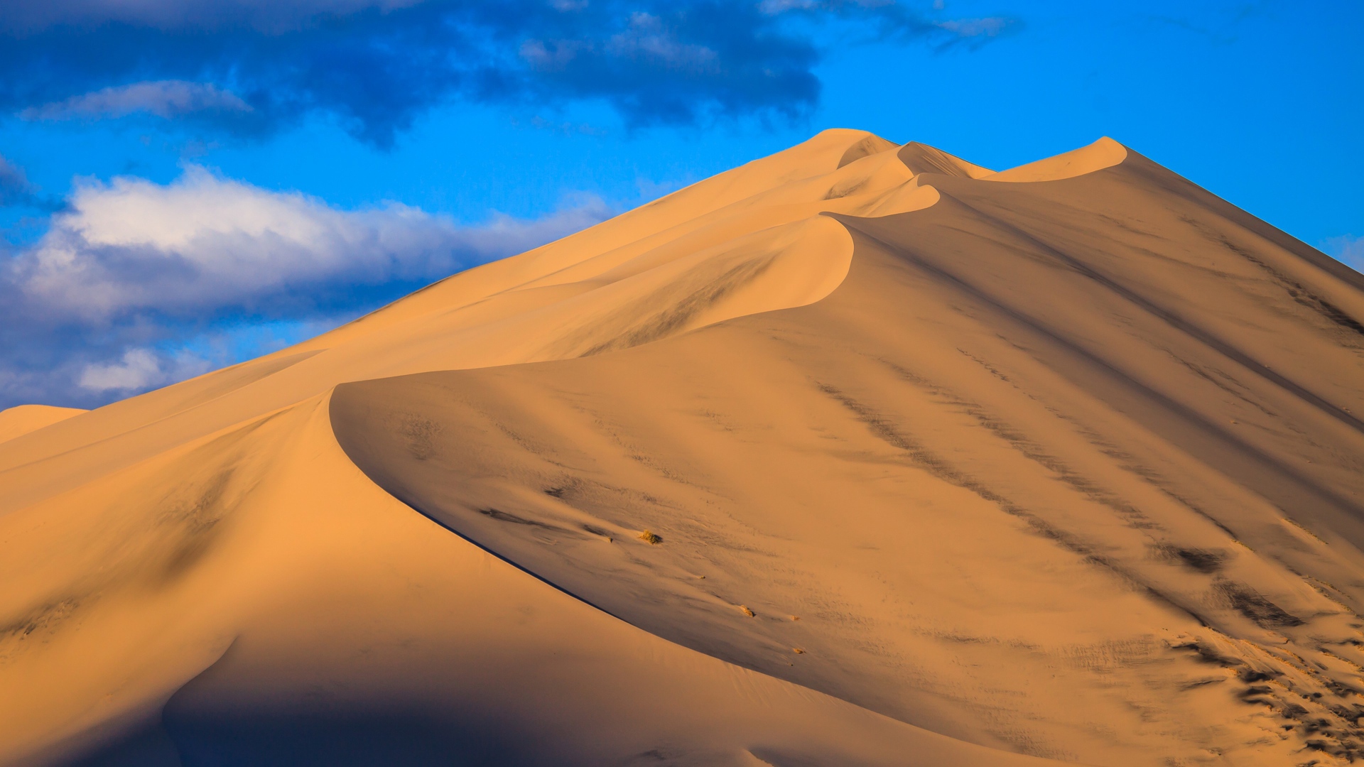 Песчаные дюны под голубым небом 