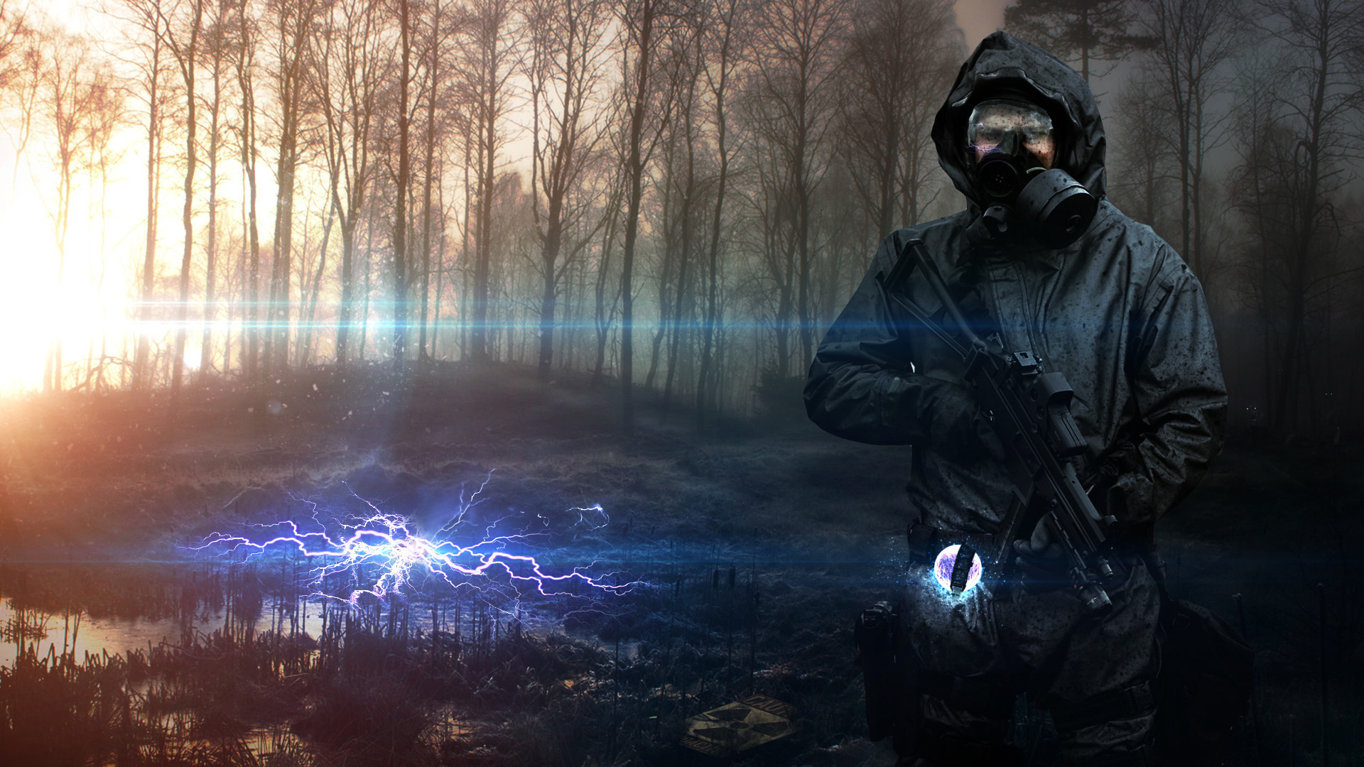 Мужчина в противогазе во время пандемии 