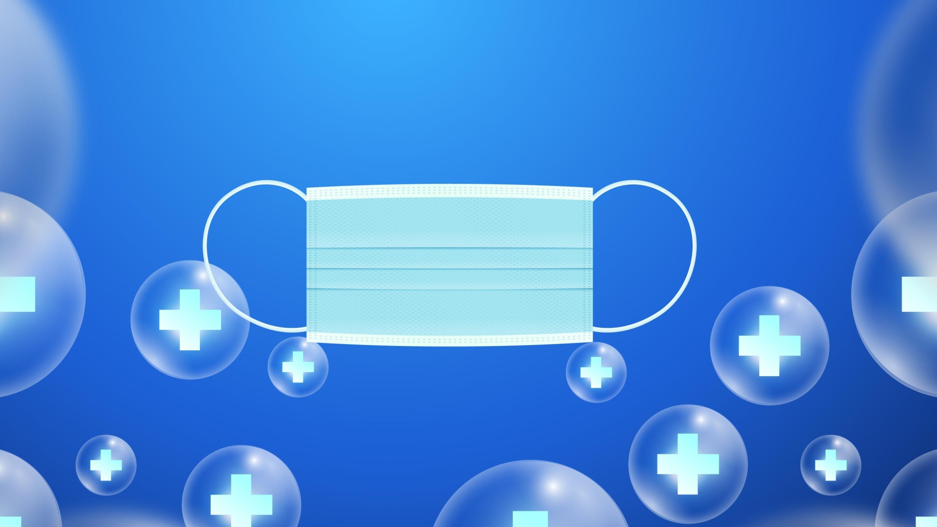 Медицинская маска от коронавируса на голубом фоне 
