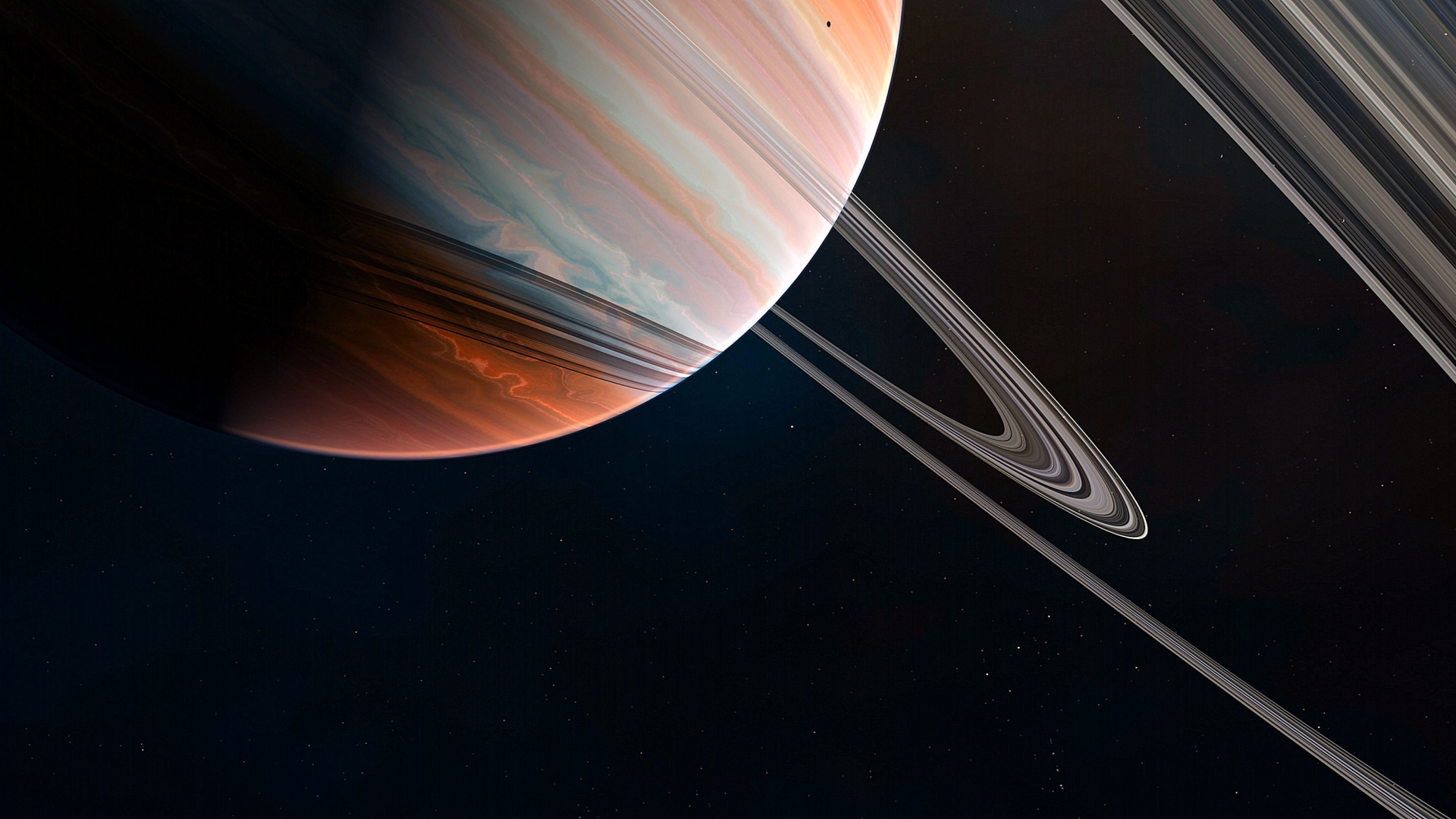 Большая планета Сатурн с кольцами крупным планом