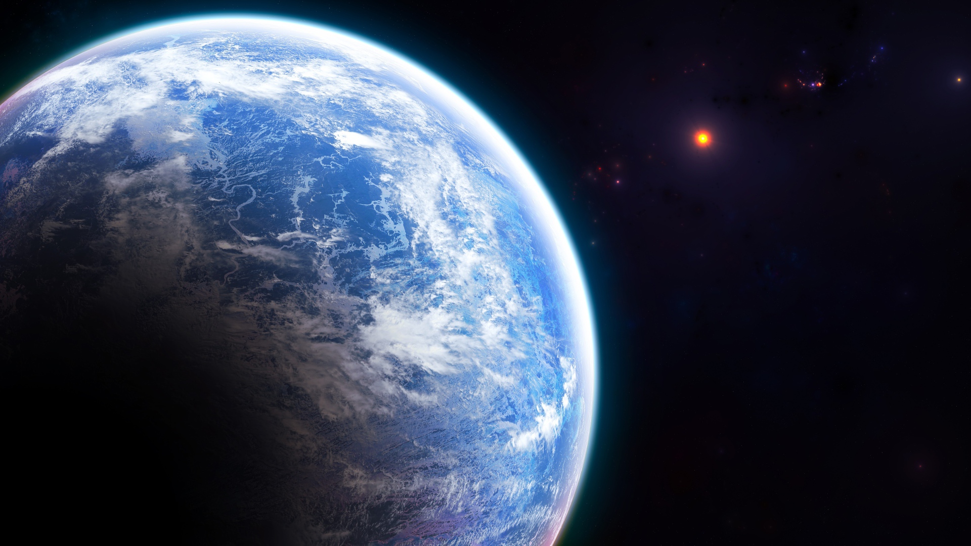 Вид на огромную голубую планету Земля из космоса 