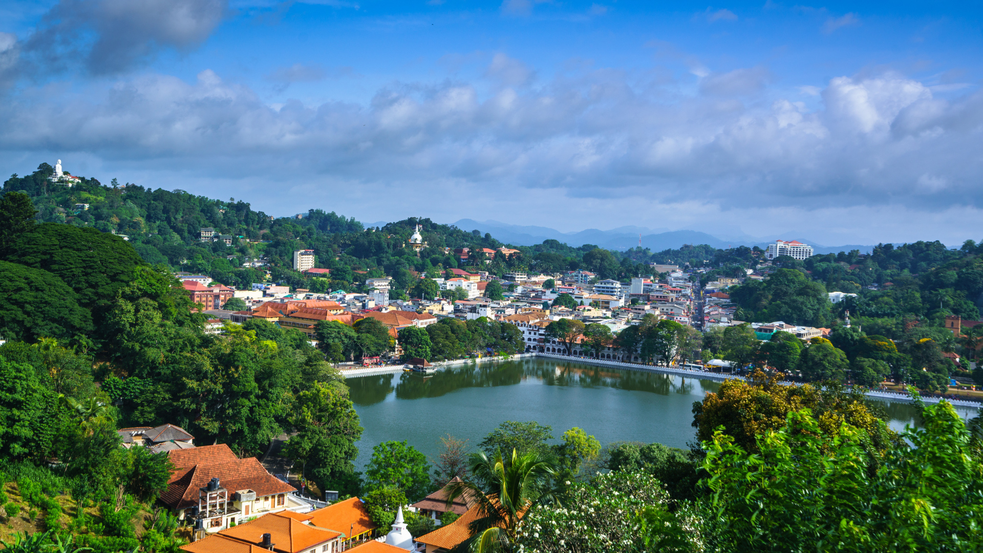 Красивый вид на дома около океана под голубым небом, Шри - Ланка. Азия
