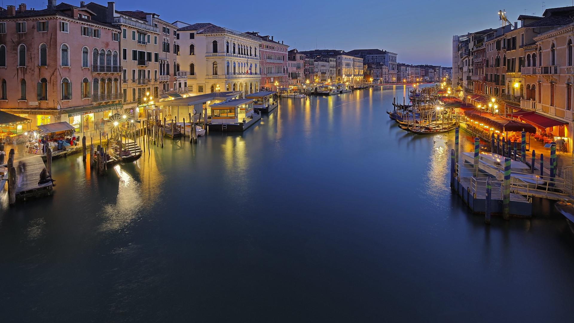 Houses on the bank of the canal in the evening, Venice, Italy
