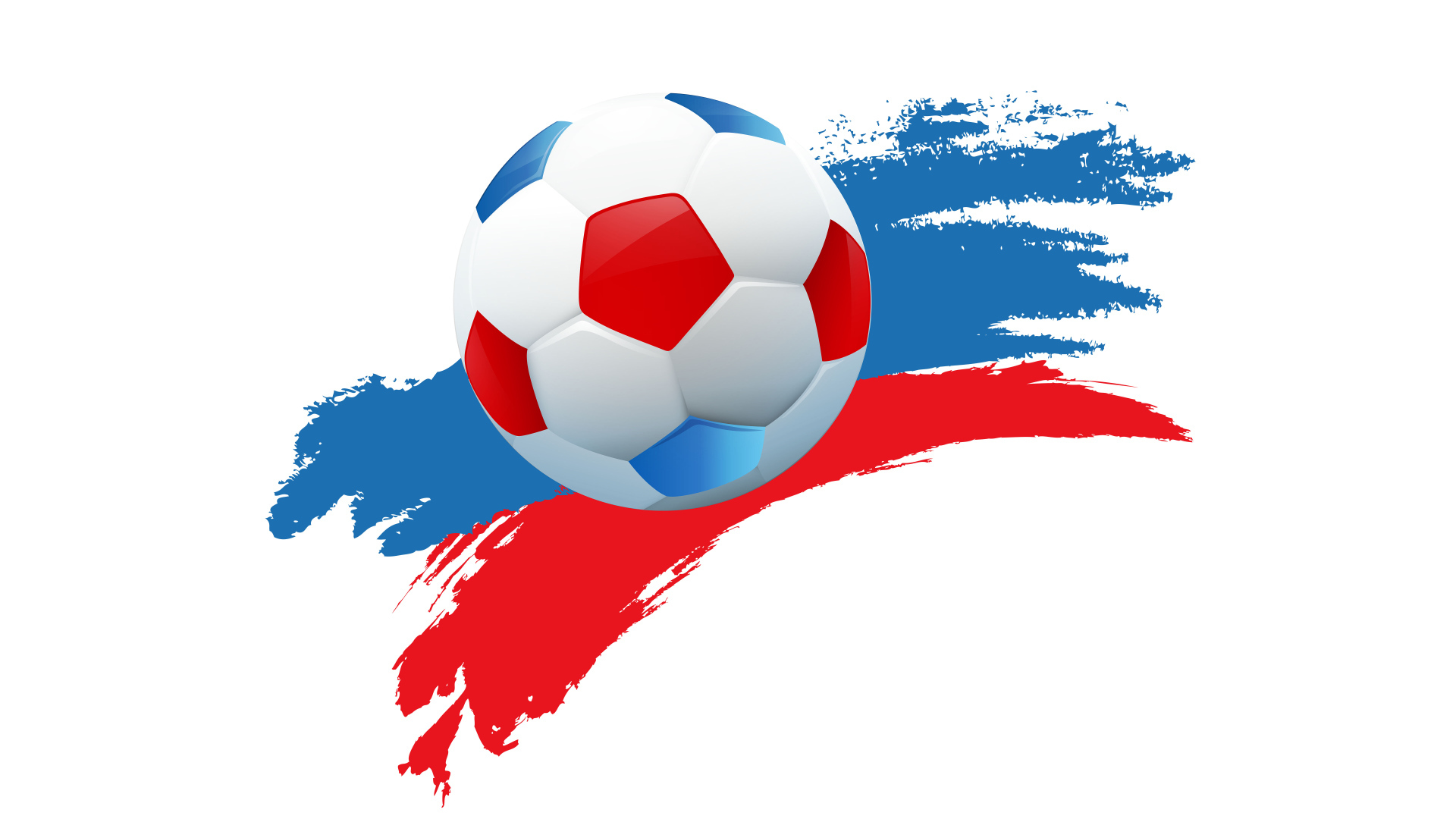 Футбольный мяч на фоне российского флага 
