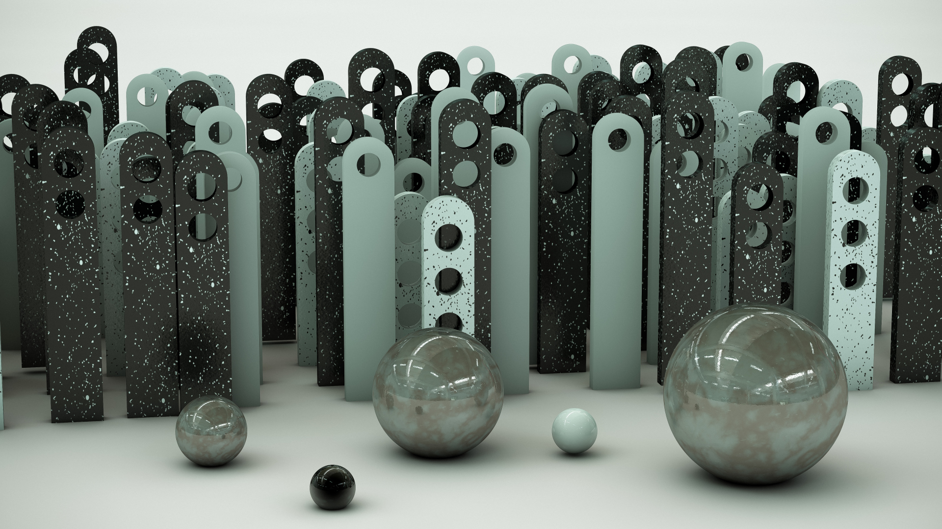 Шары 3д и железные планки 