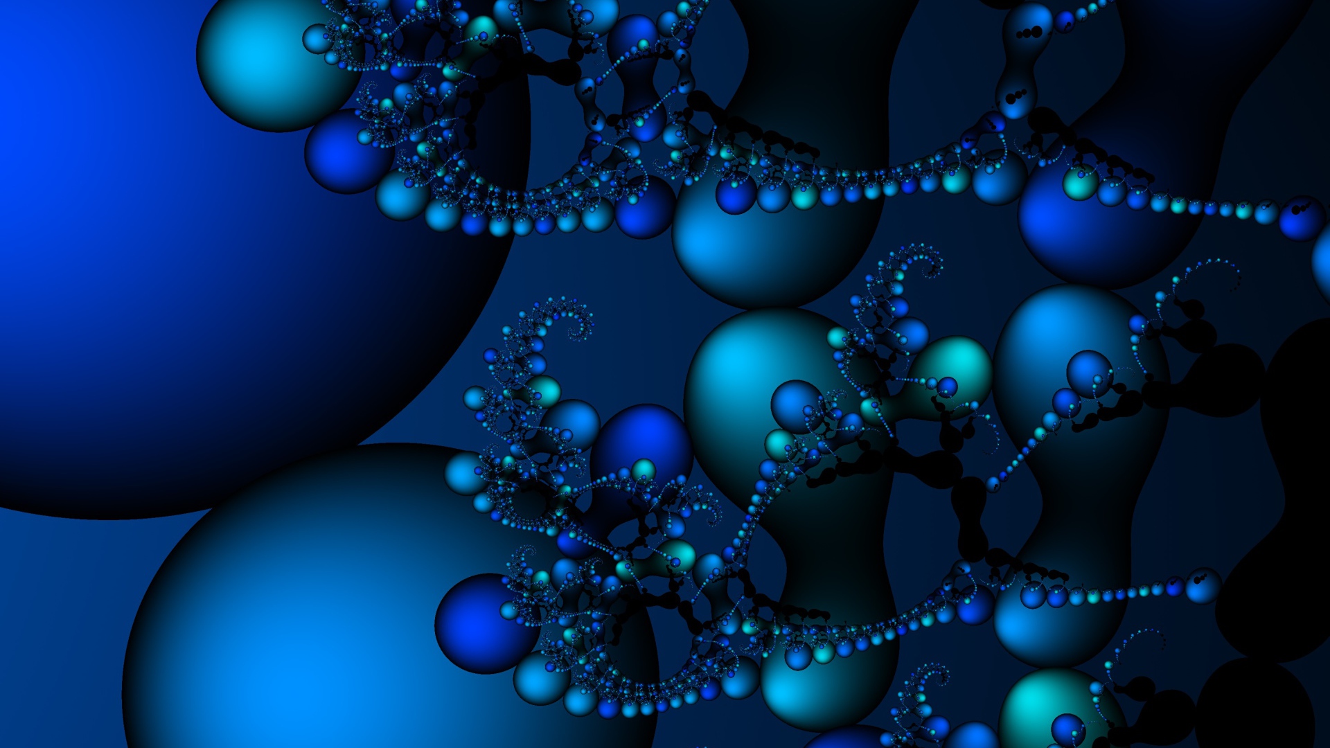 Шары разного размера в фрактальном рисунке