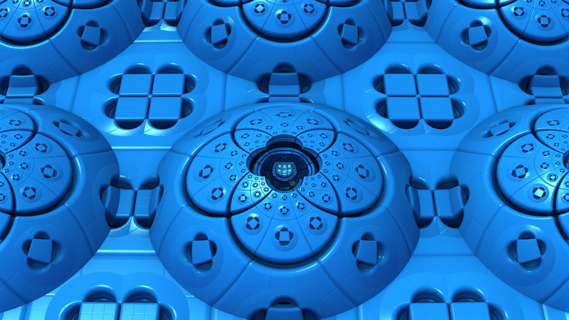 Голубые фрактальные цветочные узоры