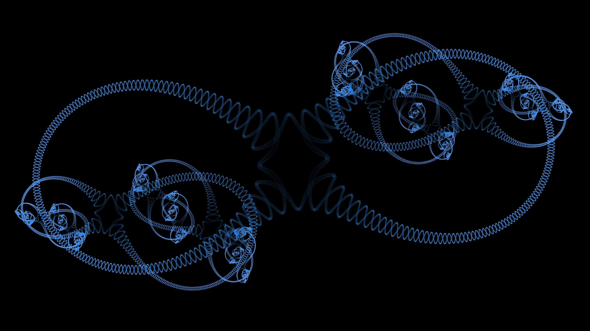 Голубые спирали на черном фоне