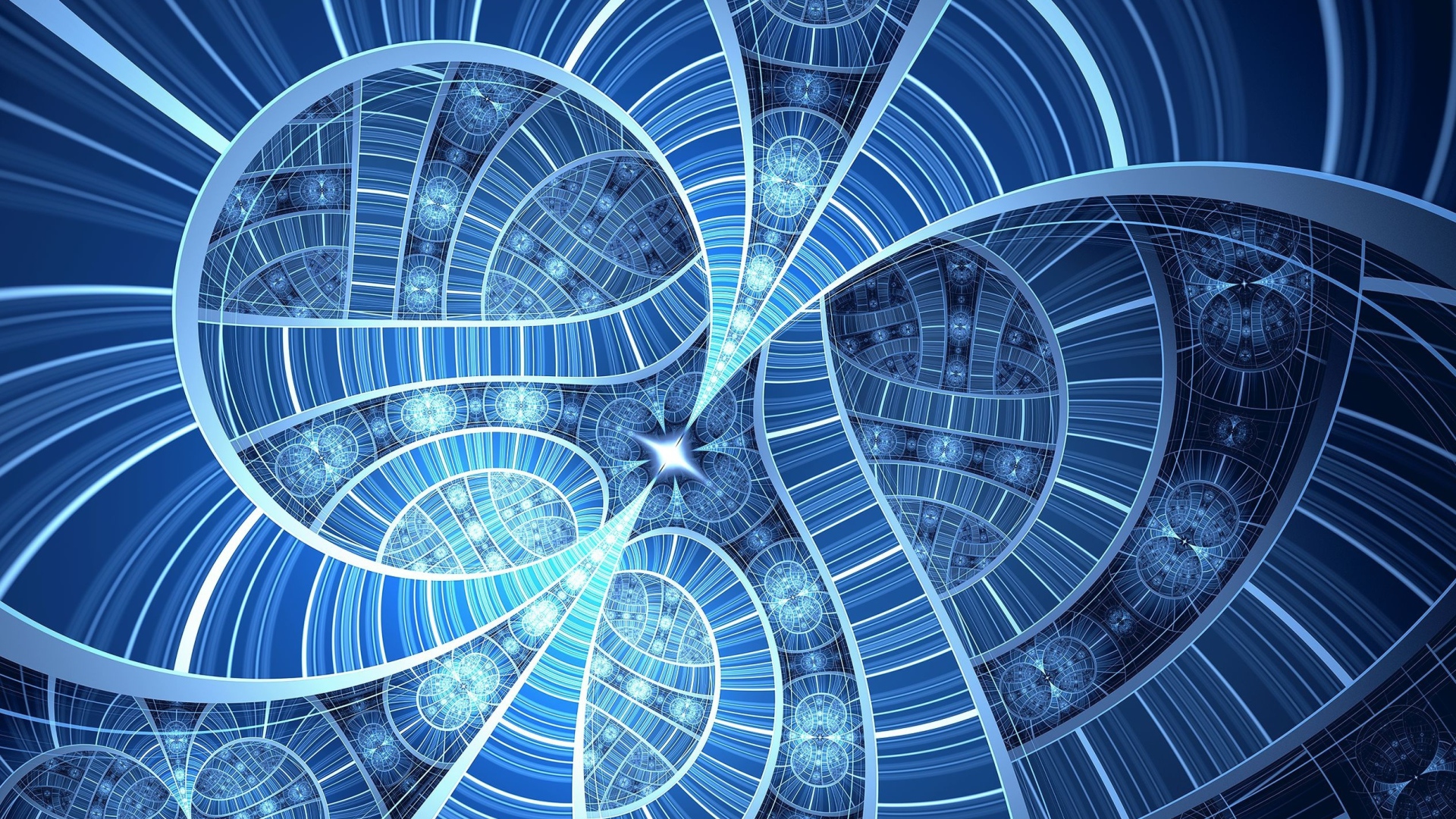 Голубой волнистый фрактальный узор