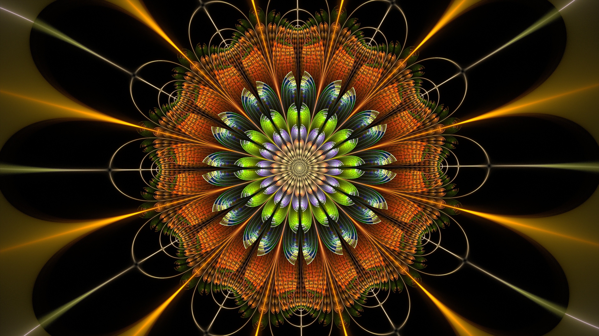 Цифровой цветок мандала крупным планом