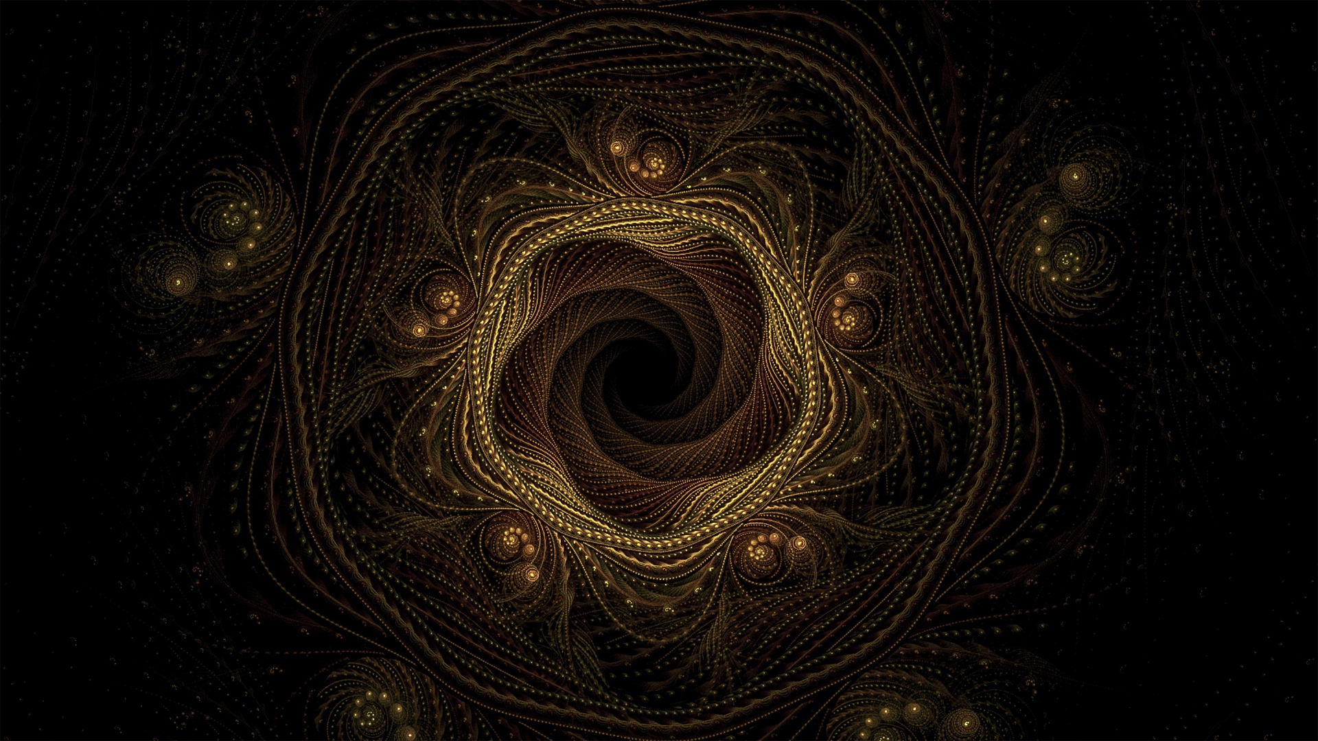 Точечный фрактальный рисунок на черном фоне