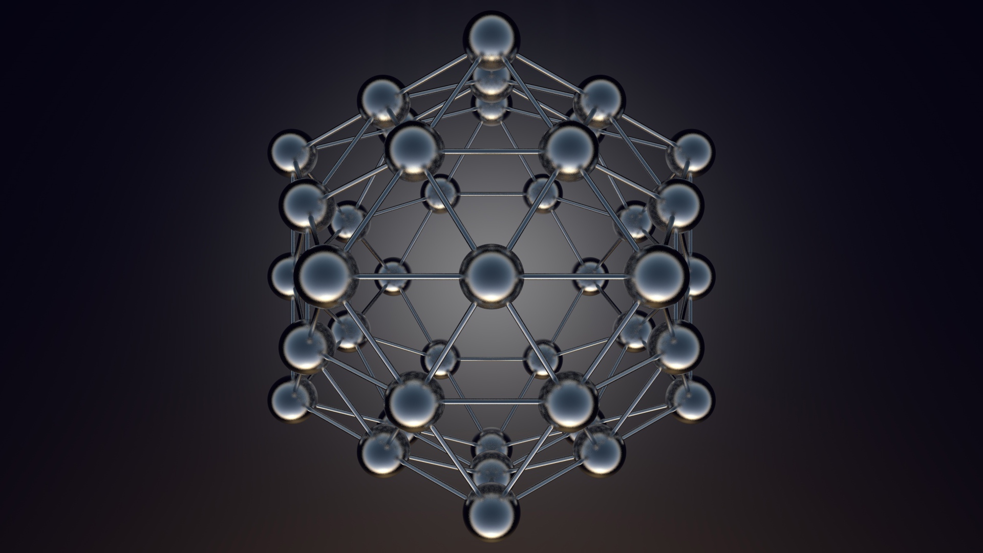 Икосаэдральная модель на сером фоне 3д графика