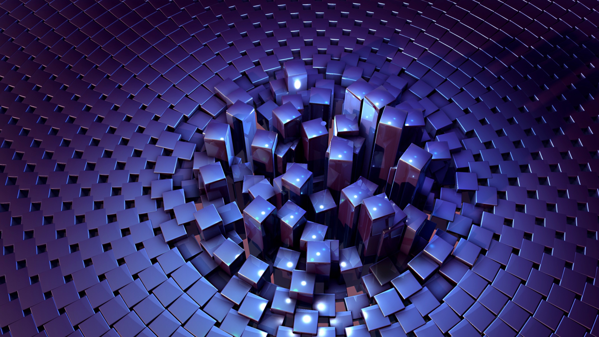 Много фиолетовых кубов 3д графика