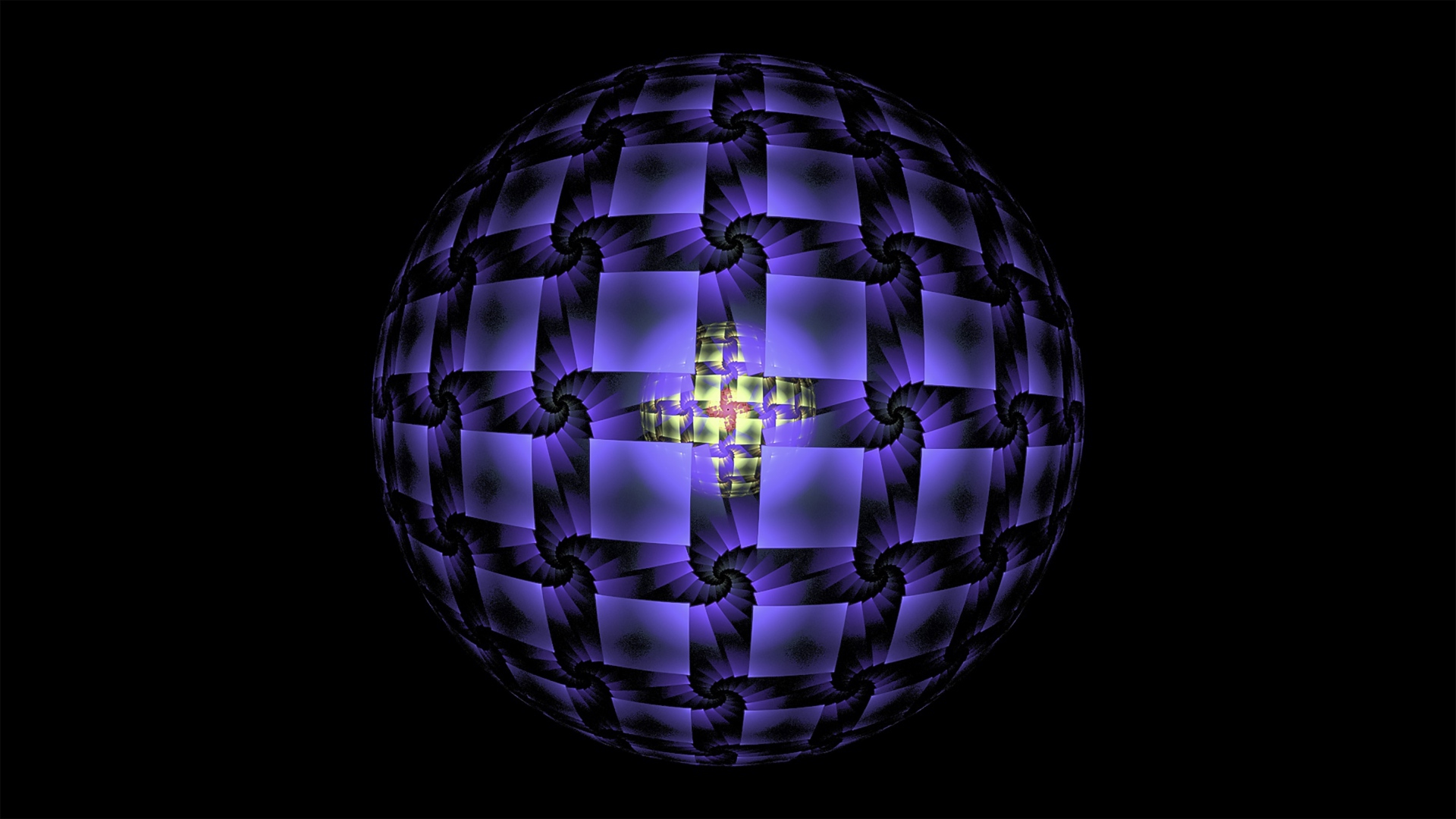 Фиолетовая сфера на черном фоне фрактал