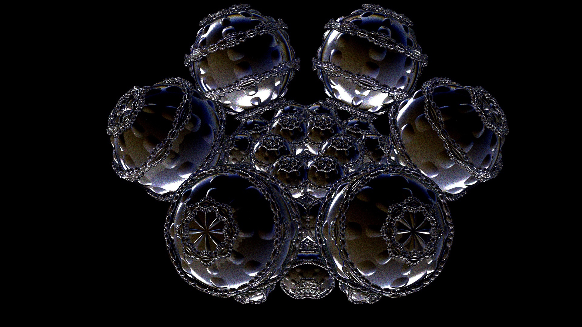 Необычный дизайнерский цветок на черном фоне, фрактал