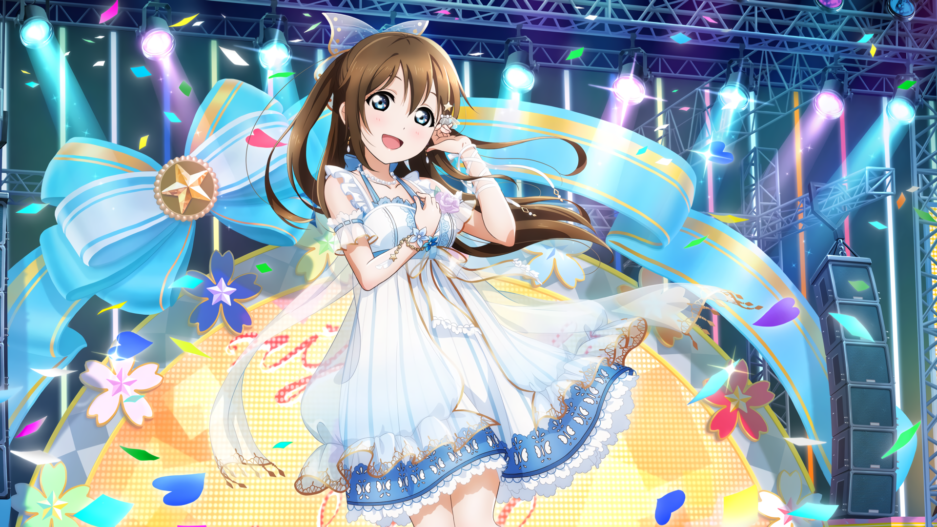 Девушка в красивом платье аниме Живая Любовь!