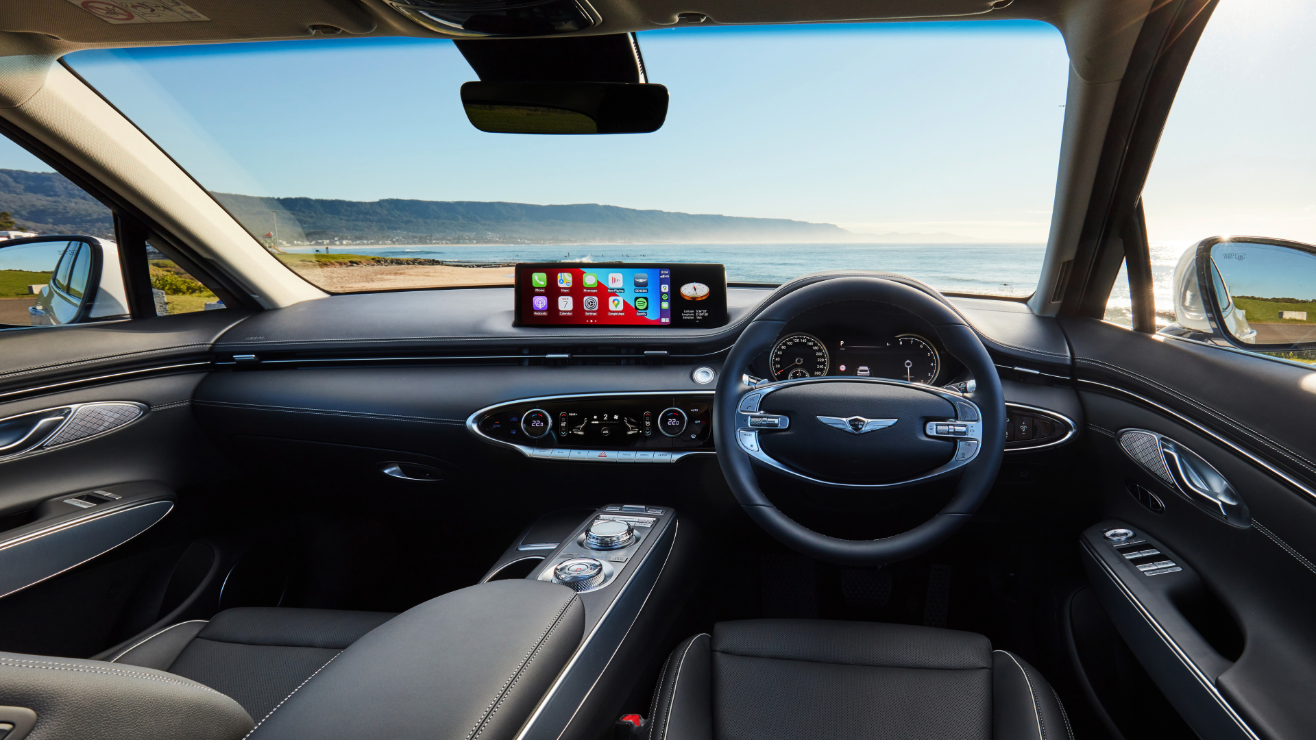 Черный салон автомобиля Genesis GV70 2.5T 2021 года