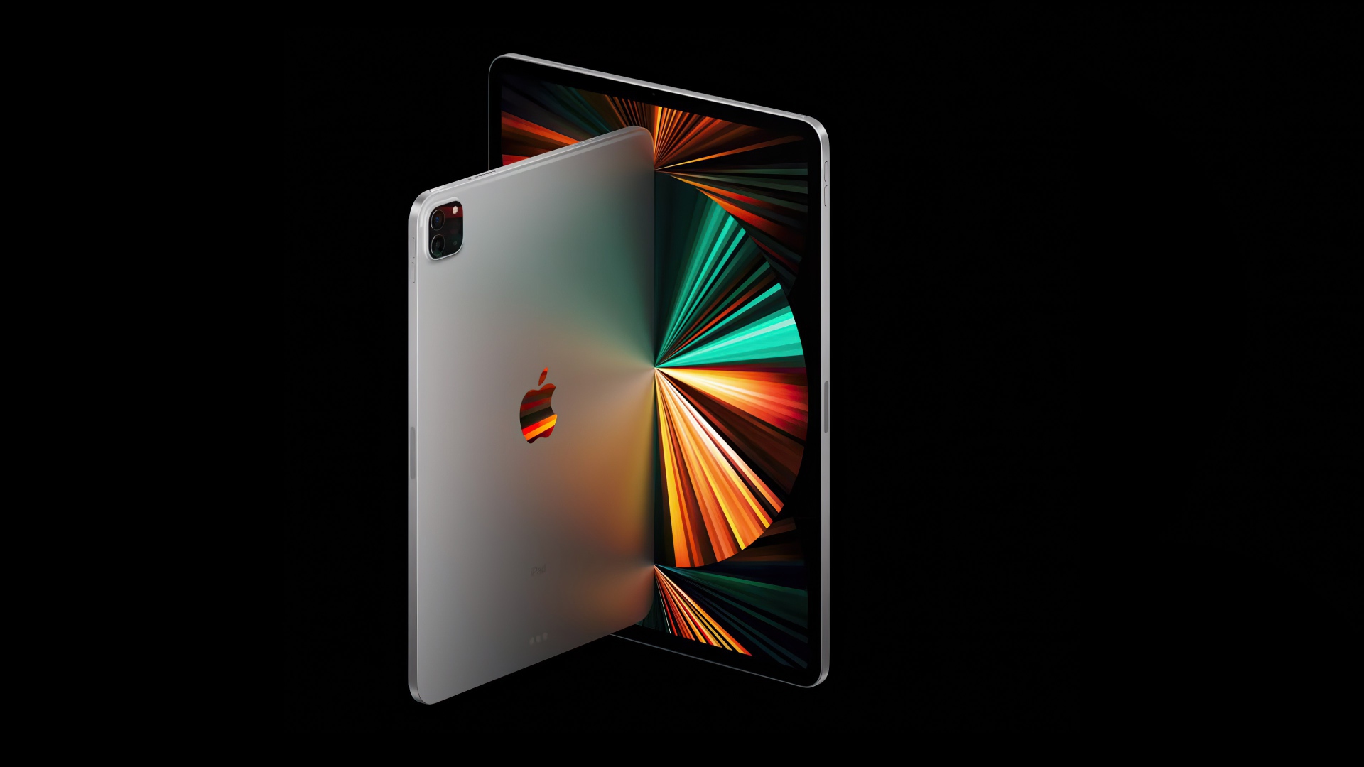 Тонкий  iPad Pro 2021 года на черном фоне