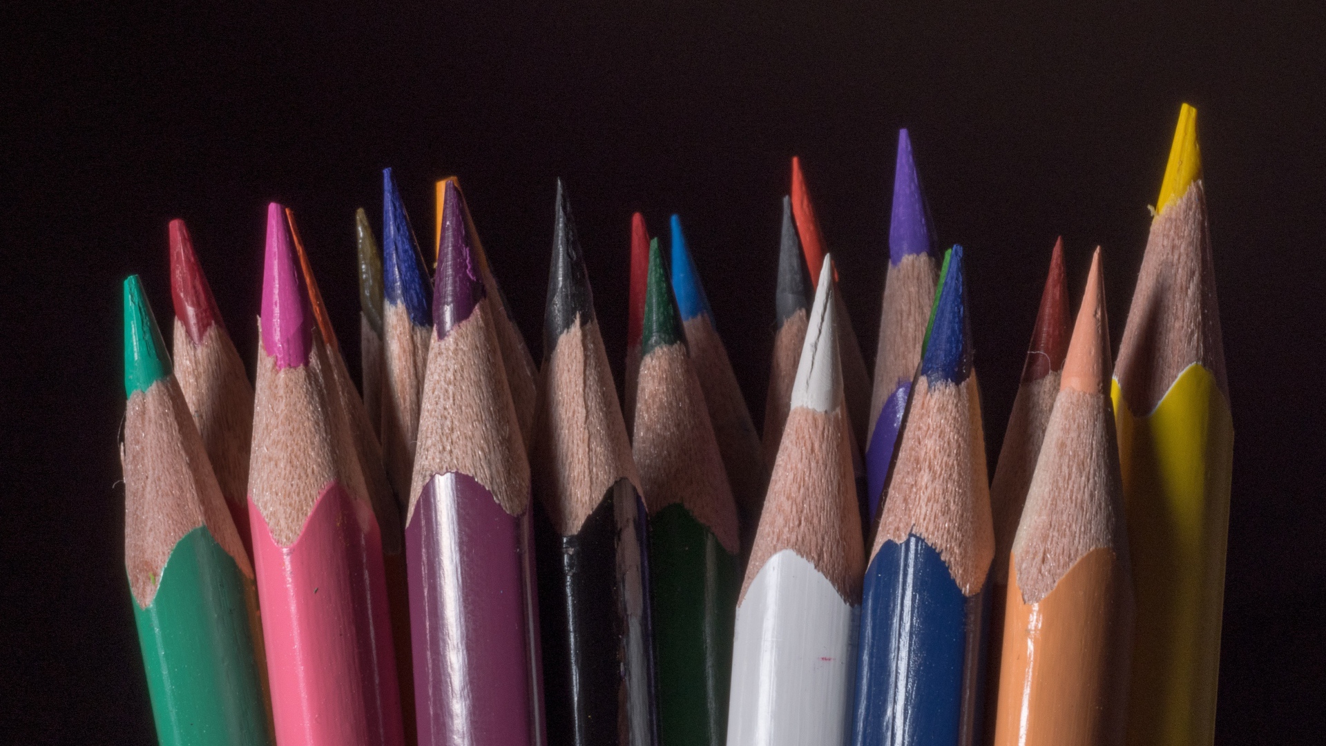 Sharp colored pencils for drawing on a black background
