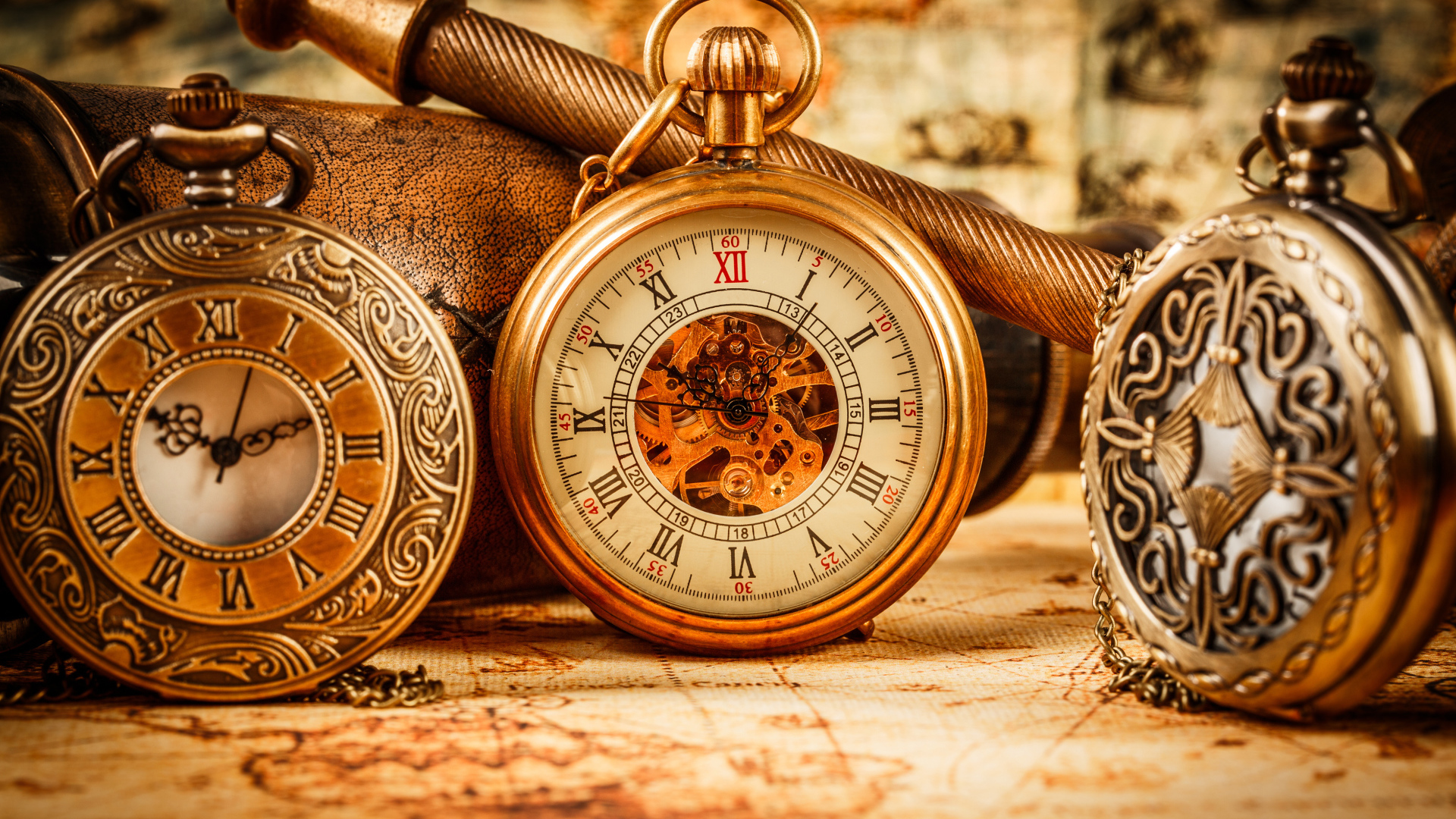 Старинные золотые карманные часы 