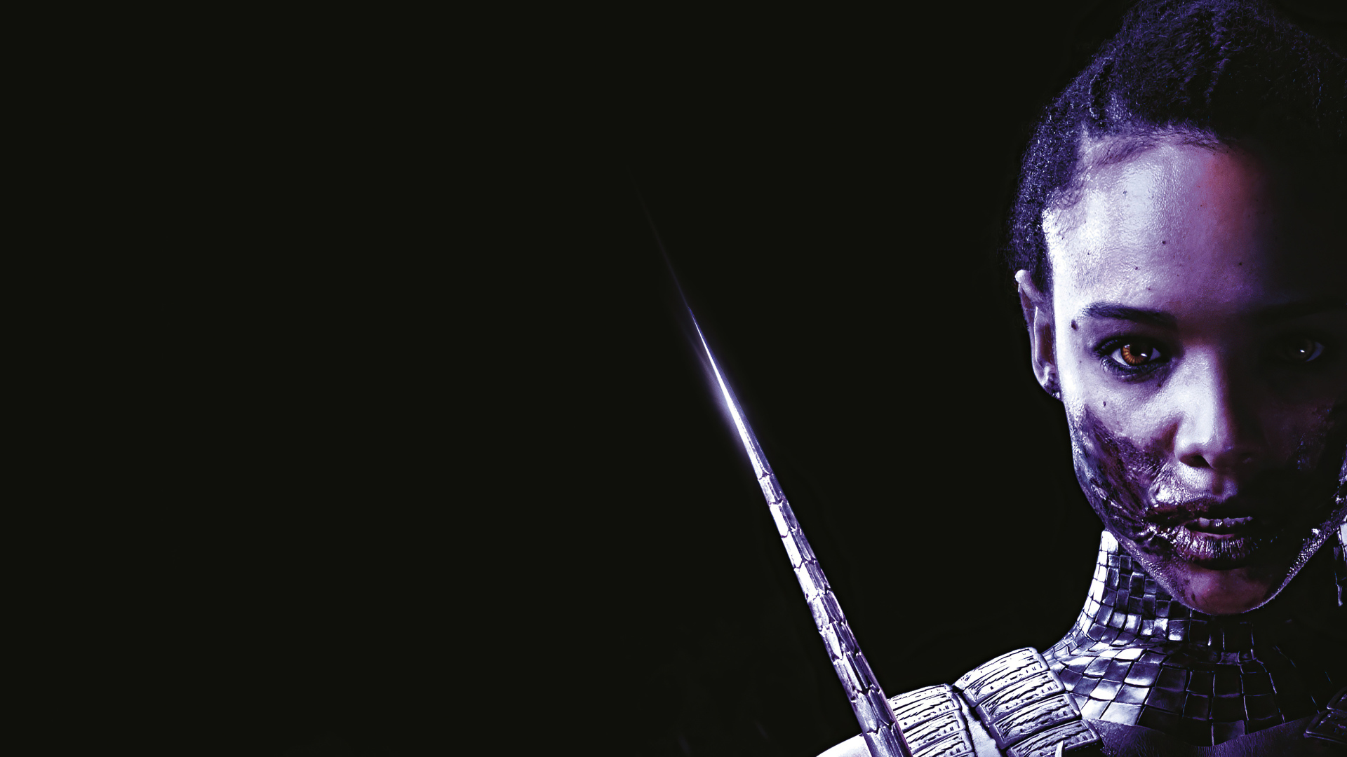 Милина персонаж фильма Мортал Комбат на черном фоне