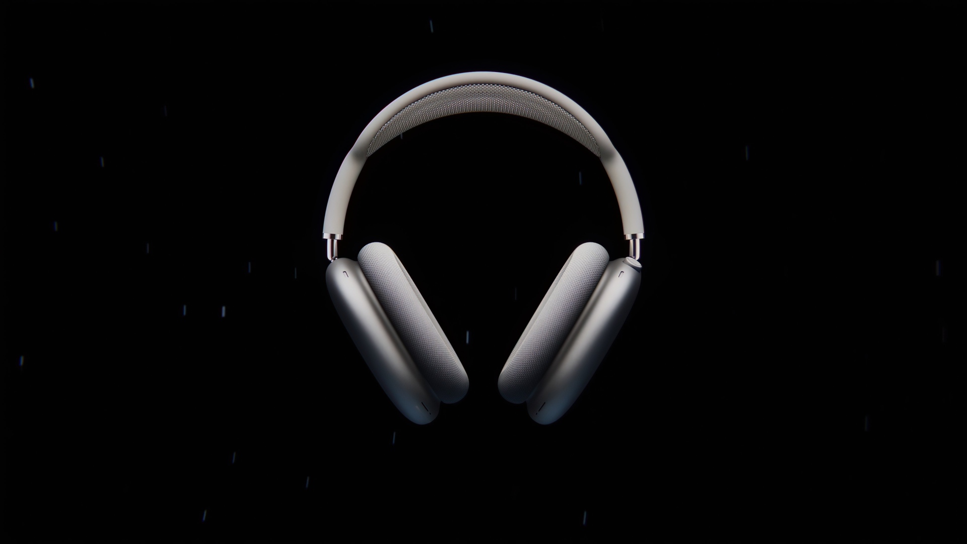 Серые наушники  AirPods Max на черном фоне