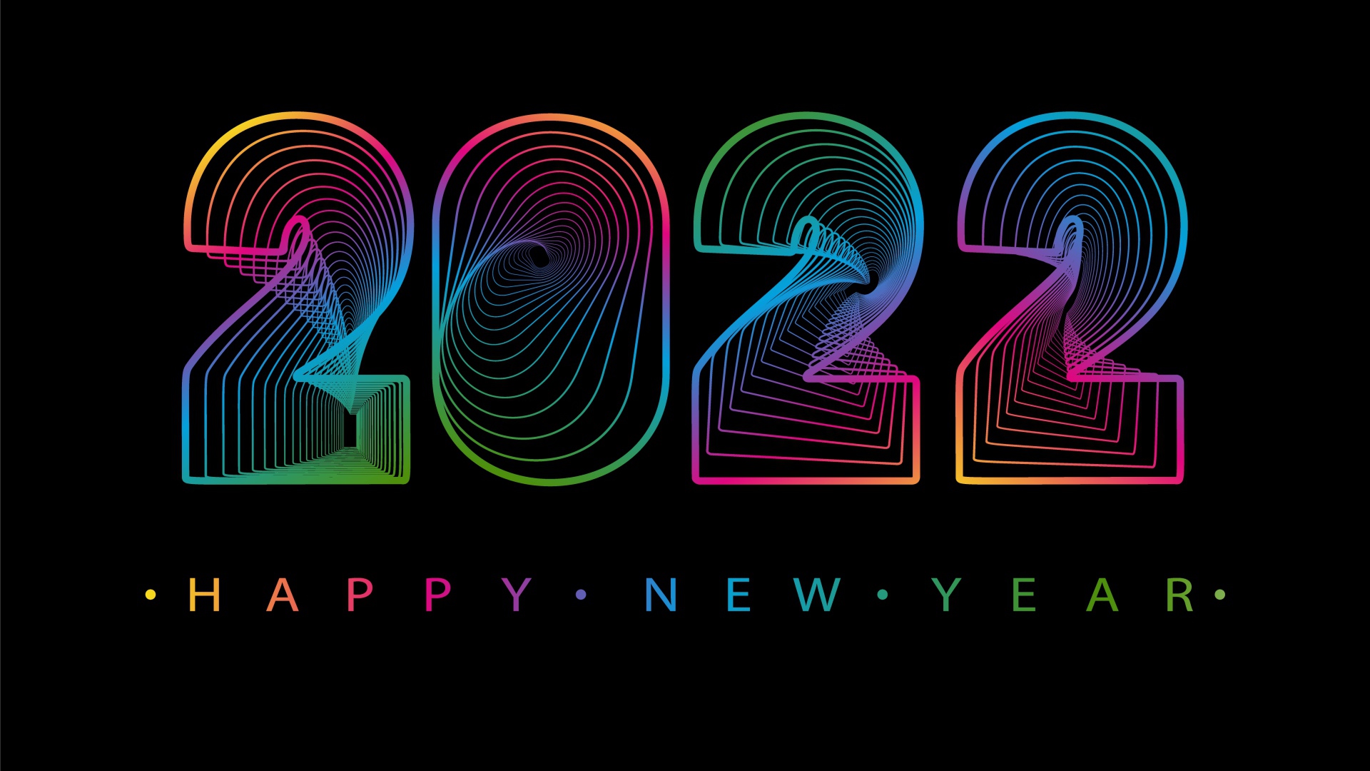 Неоновые цифры 2022 на новый год на черном фоне 