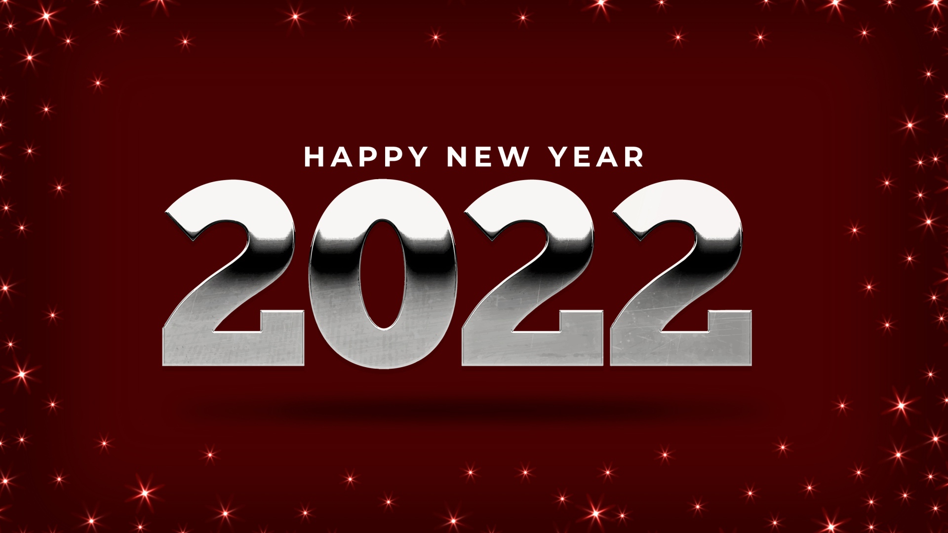 Серебряные цифры 2022 на красном фоне 