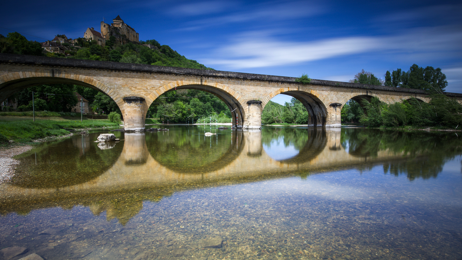 The bridge at the ancient fortress of Castelnau, France