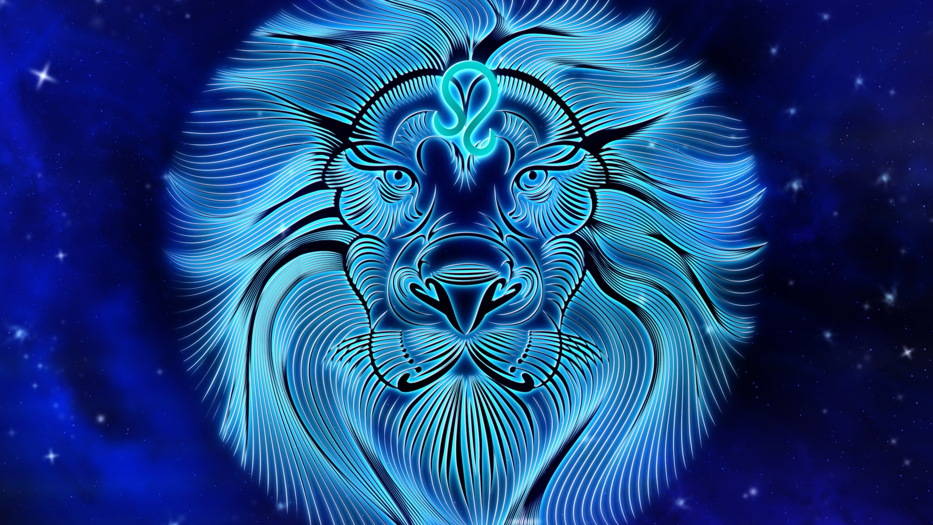 Красивый знак зодиака лев на синем фоне