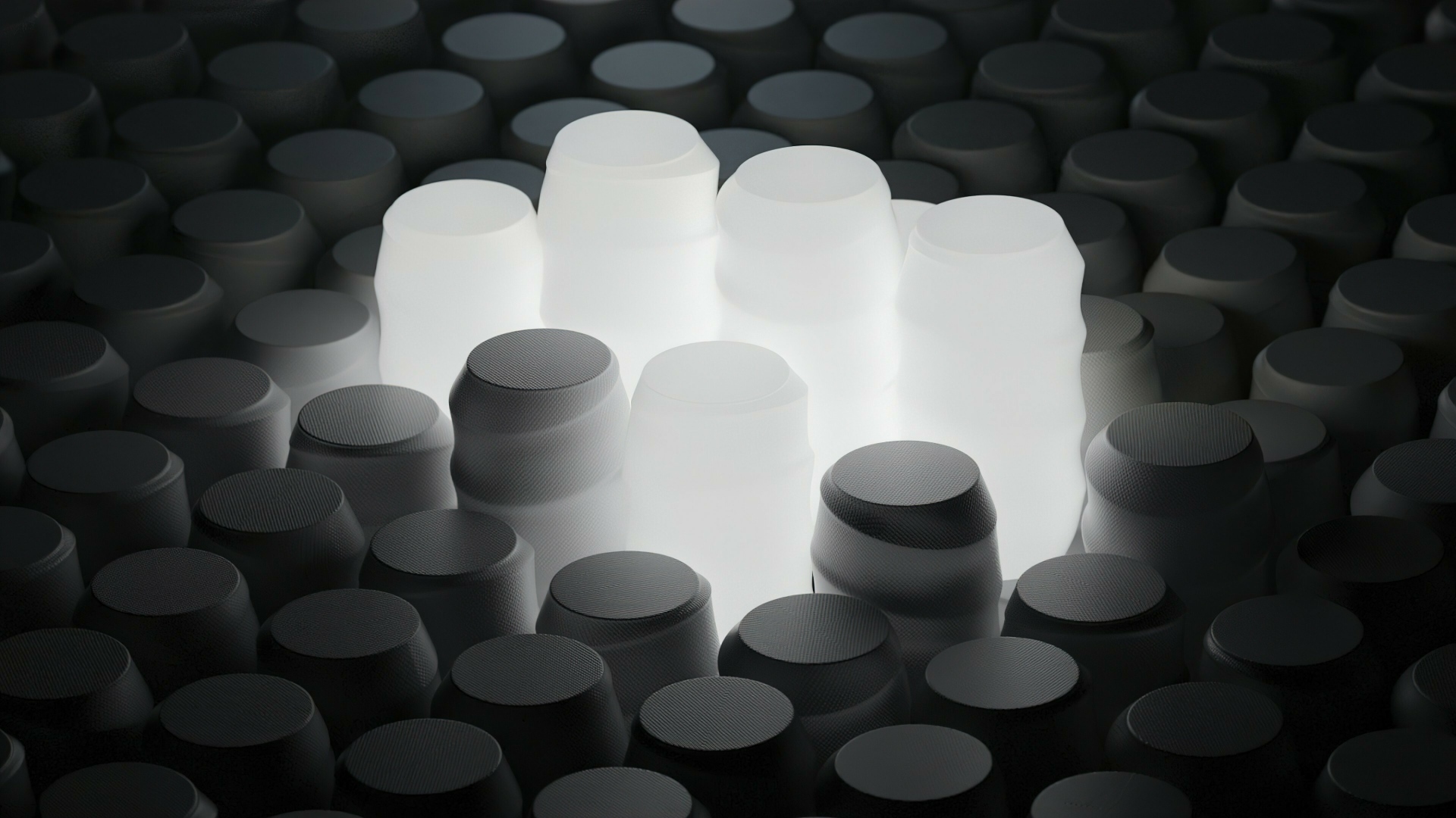 Черные  и белые 3д фигуры