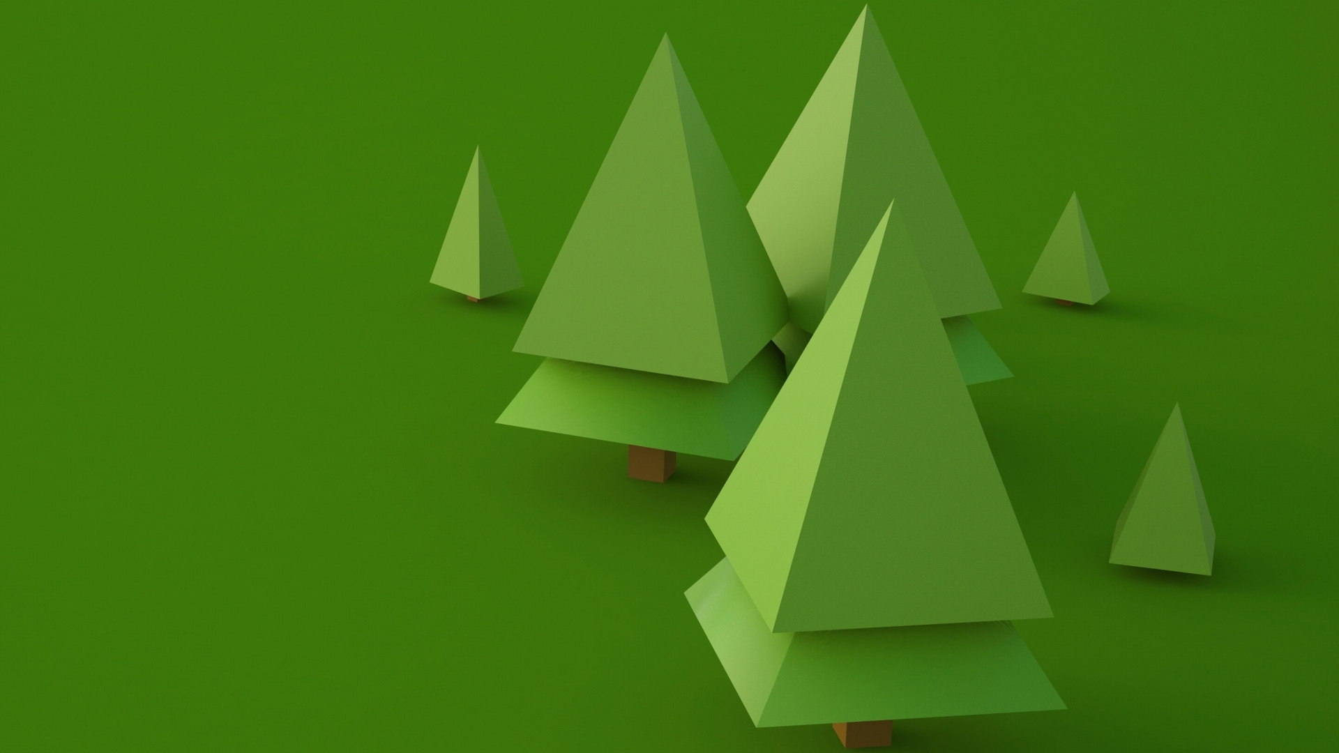 Зеленые геометрические 3д елки