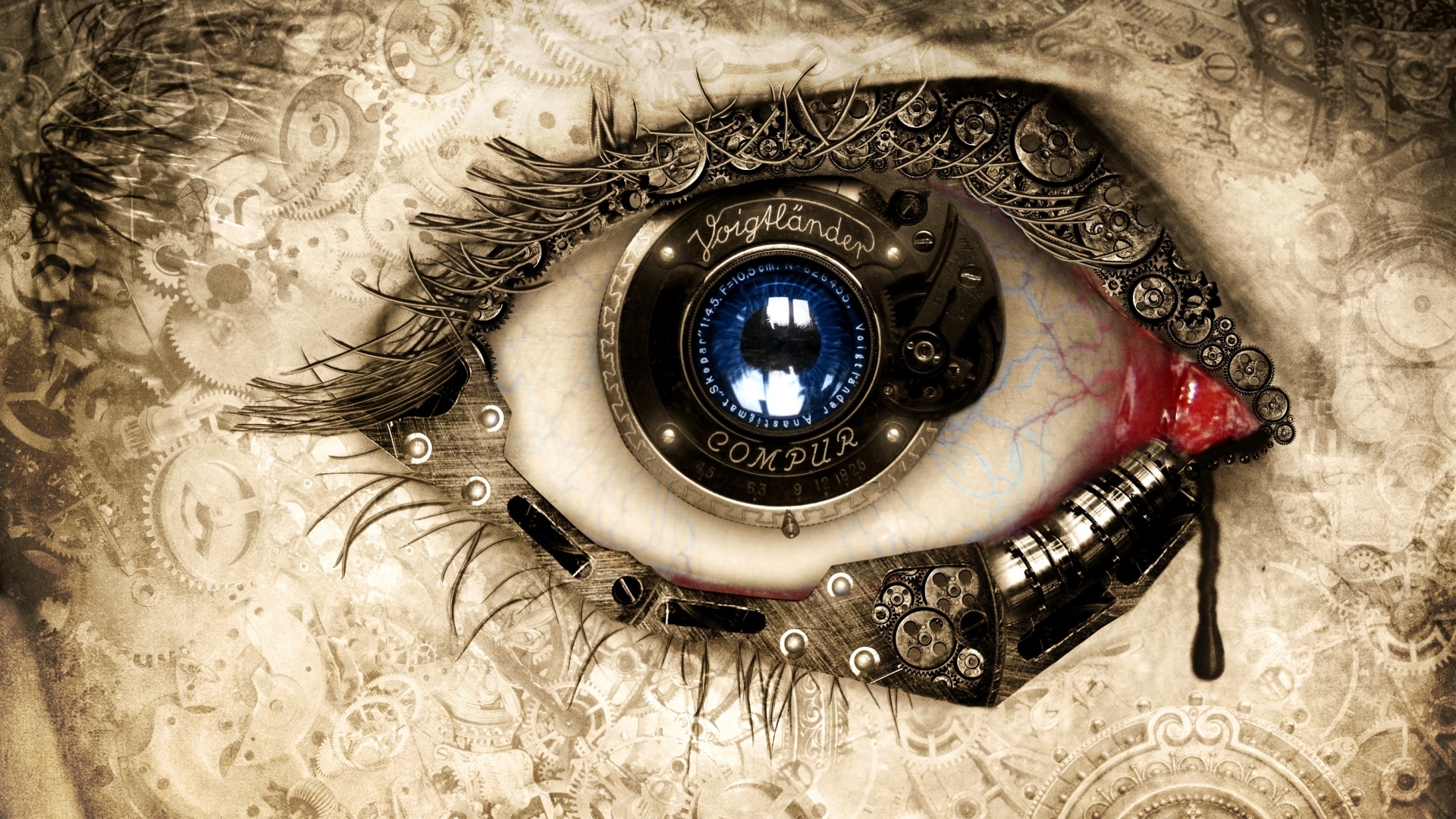 Механический 3д глаз девушки