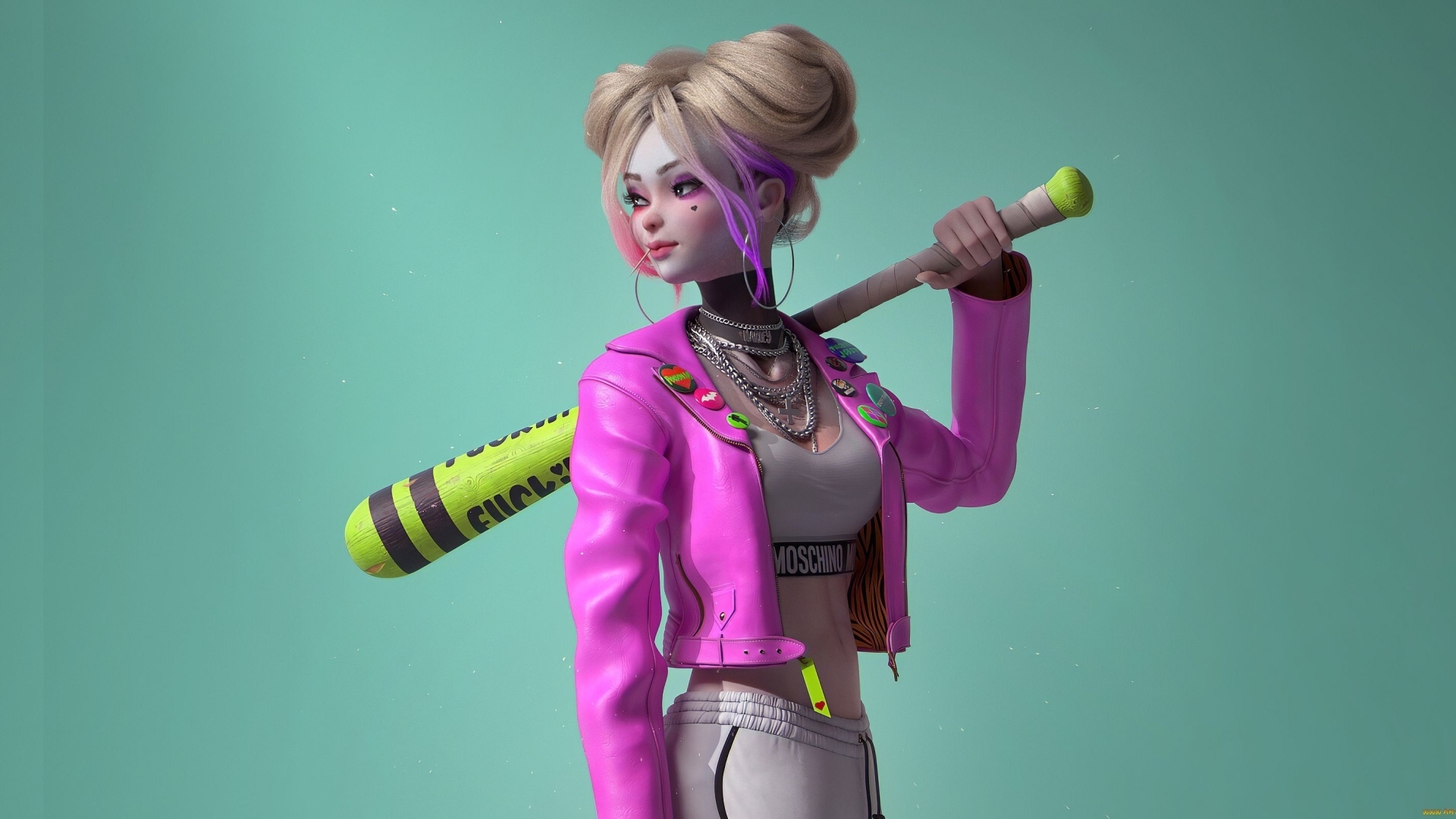 Девушка аниме с битой в руках