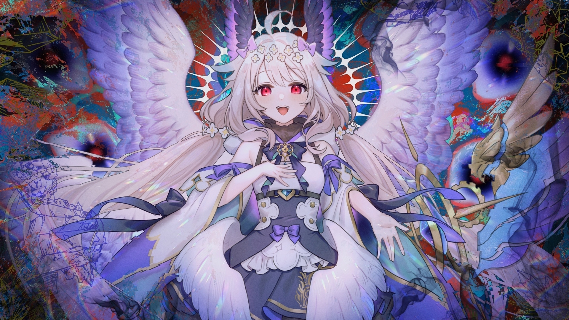 Девушка аниме с крыльями ангела