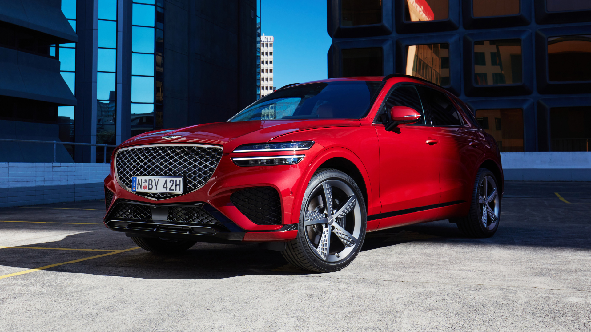 Красный блестящий Genesis GV70 2.5T AWD 2023