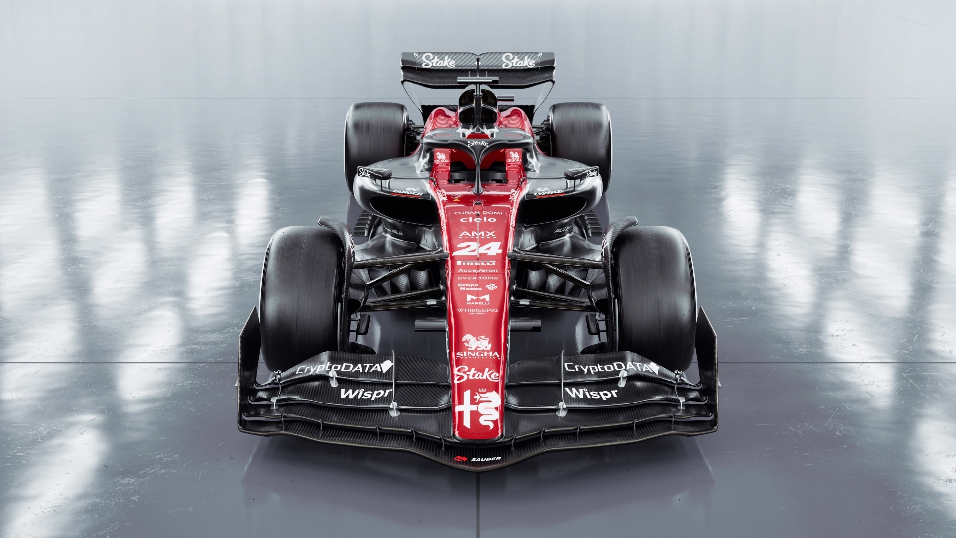 Гоночный автомобиль Alfa Romeo C43 F1 2023 вид спереди