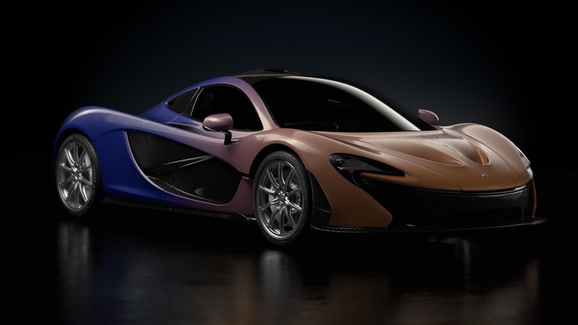 Автомобиль McLaren P1 Genesis на черном фоне