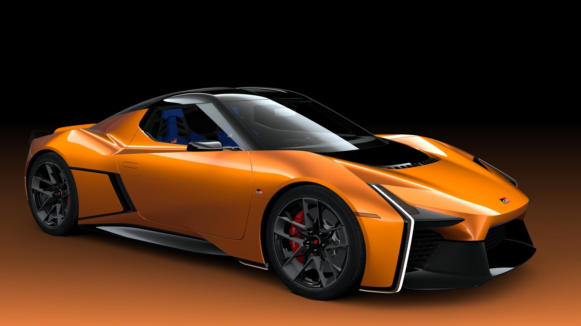 Оранжевый спортивный автомобиль Toyota FT-Se