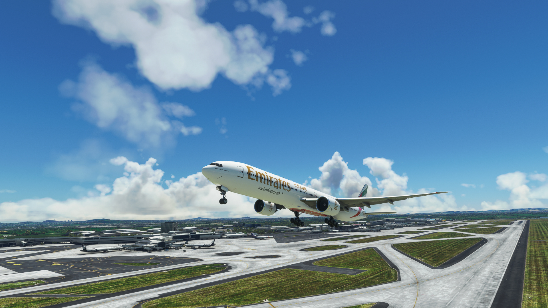 Takeoff passenger Boeing 777-300ER
