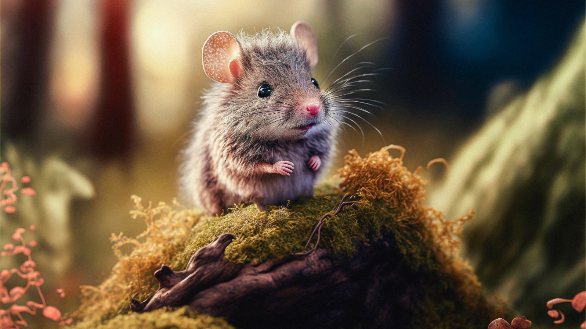 Маленькая мышь в лесу 