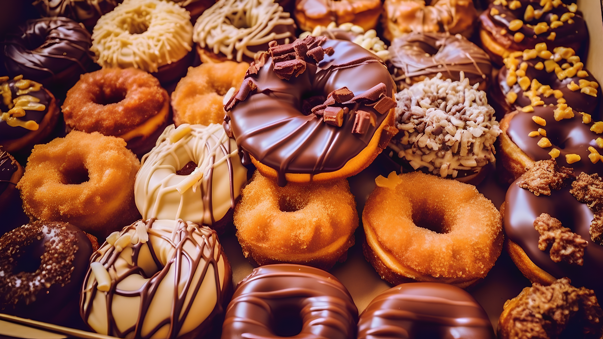 Вкусные сладкие круглые пончики на тарелке крупным планом