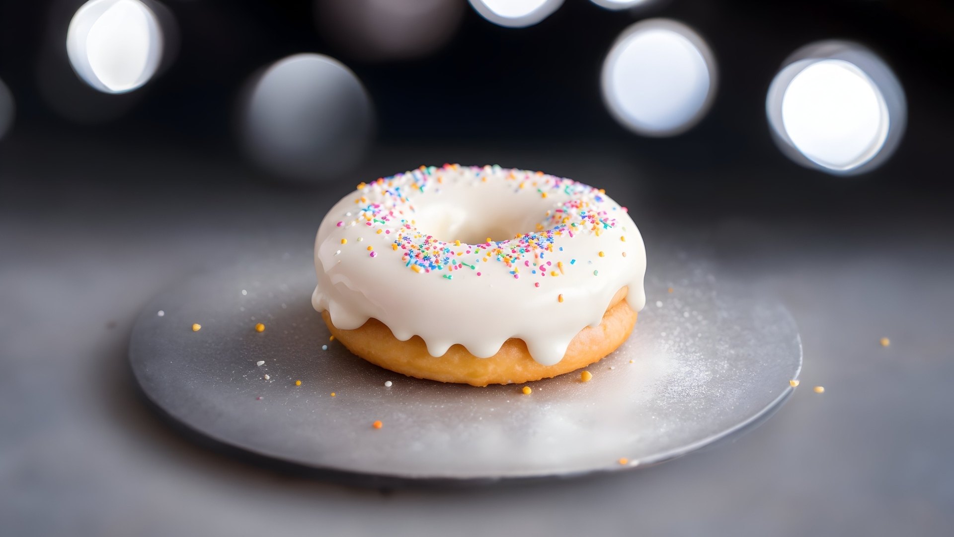 Пончик со сладкой глазурью на тарелке