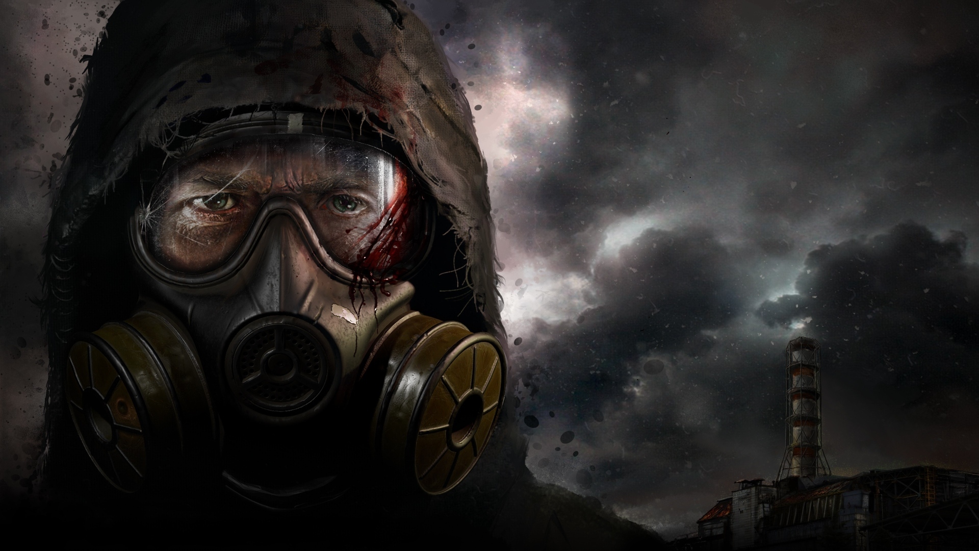 Мужчина в маске из компьютерной игры S.T.A.L.K.E.R. 2: Heart of Chornobyl