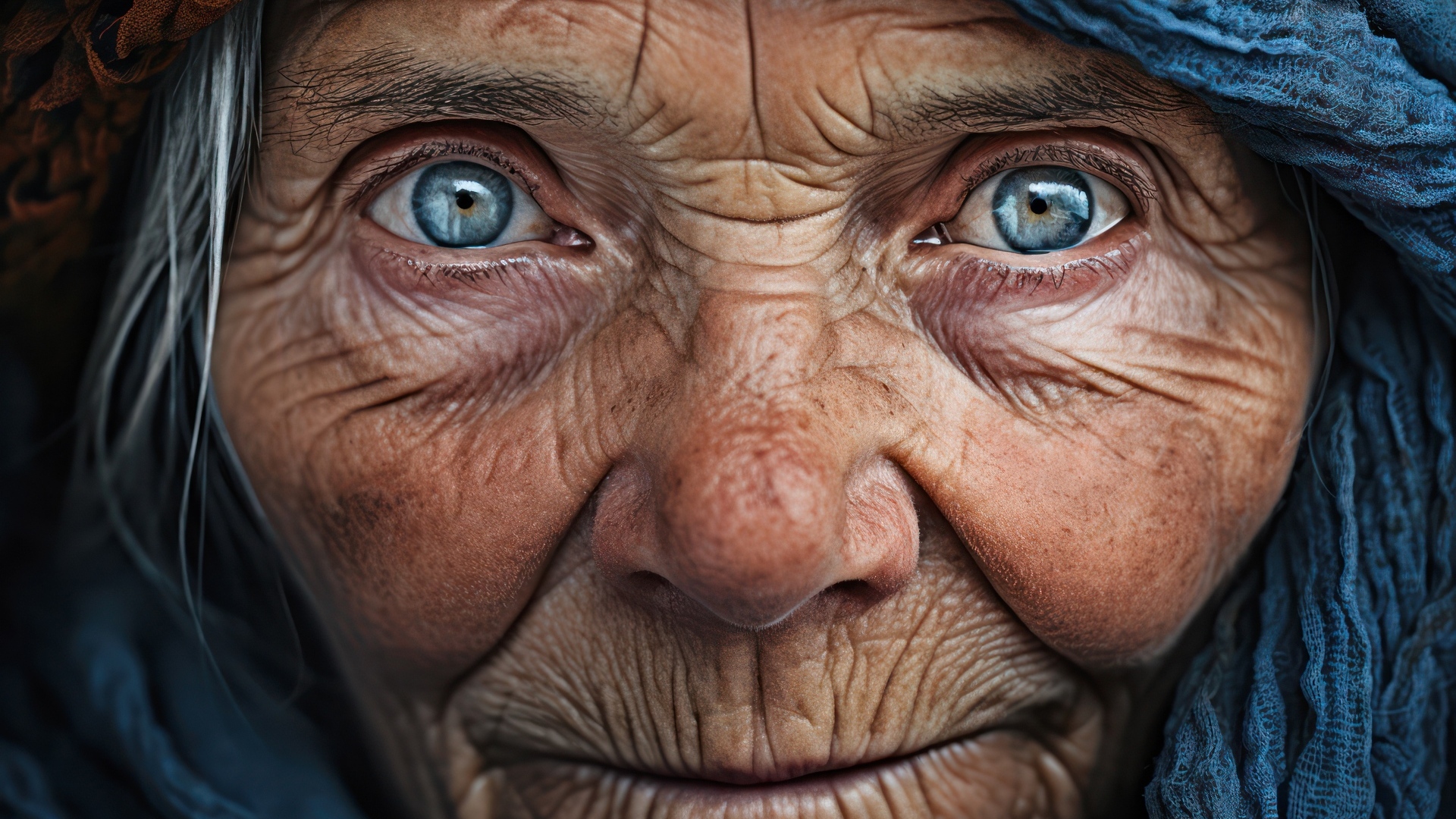 Старая женщина с голубыми глазами