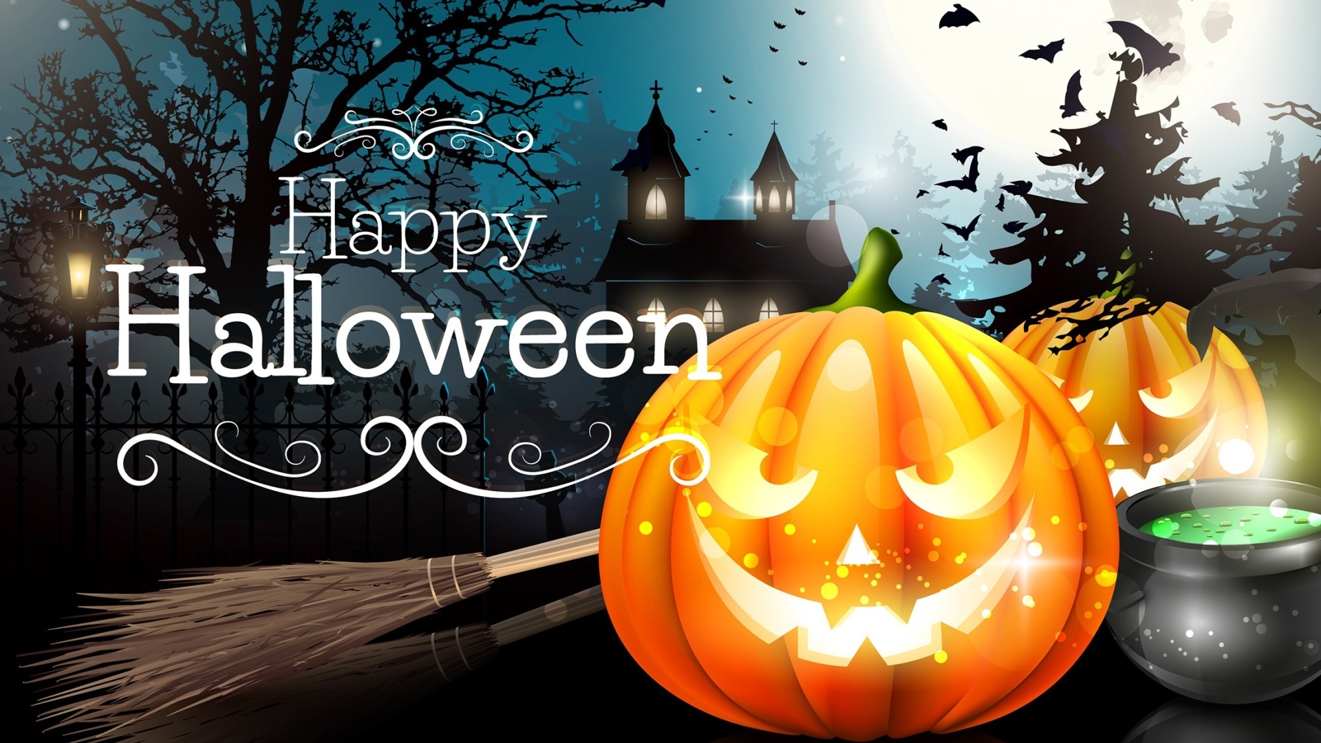 Открытка с тыквами на праздник Хэллоуин