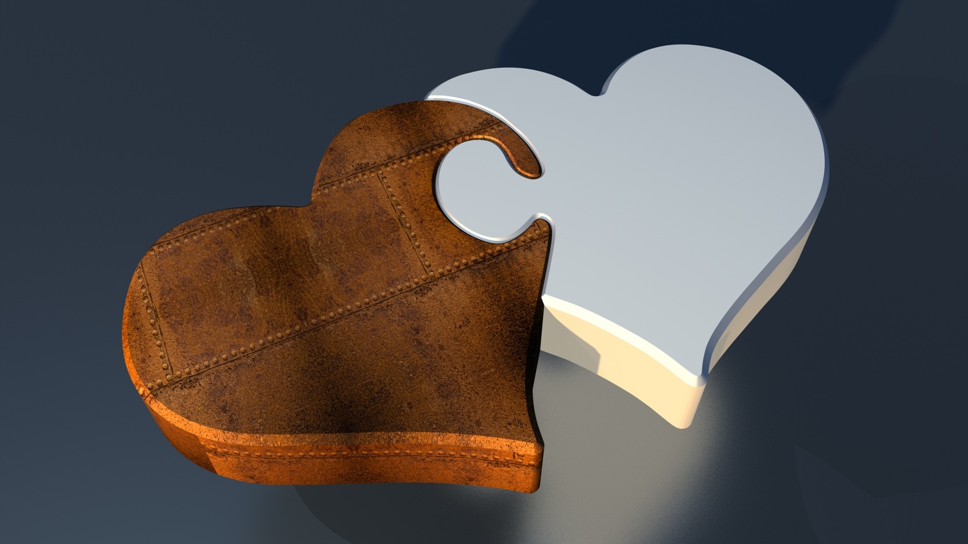 Пазл из двух сердец на сером фоне