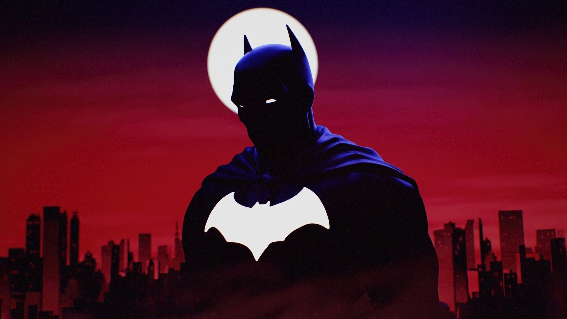 Персонаж Бэтмен на фоне белой луны
