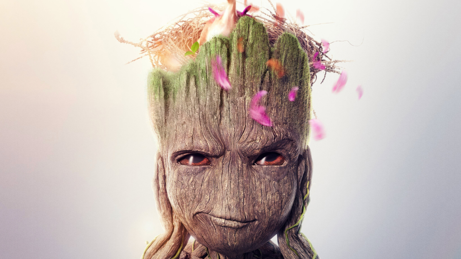 Маленький Грут с гнездом на голове