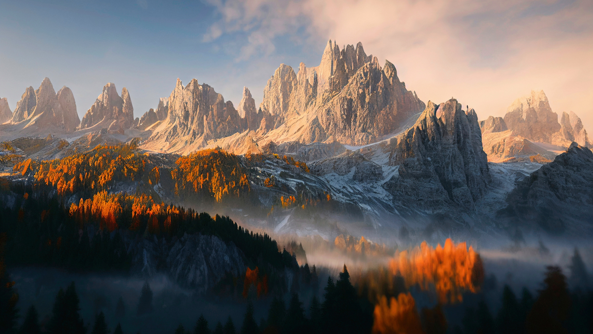 Красивый горный пейзаж в лучах солнца